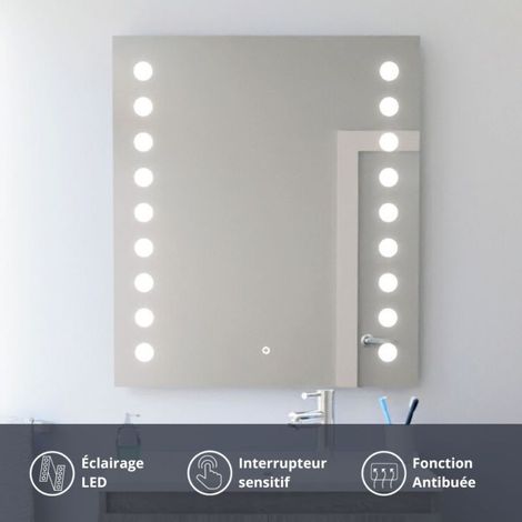 Miroir lumineux antibuée STARLED 70x80 cm (1/4)