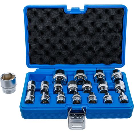 Juego  de  vasos  BGS  hexágono  propulsión  cuadrada  interna  12,5  mm  (1/2")  SW  8  -  32  mm  19  piezas  -  9131 (1/4)