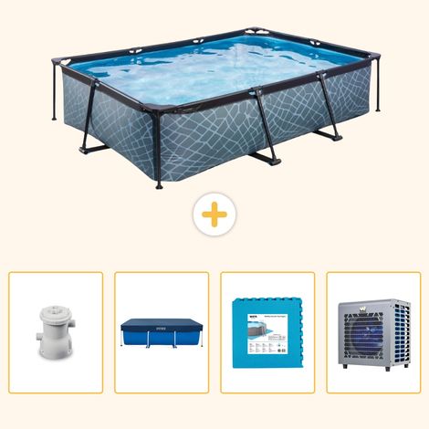 Exit-toys Piscine Exit Rectangulaire - Effet Pierre - 300x200x65 cm - 5-pièces S290 (1/5)