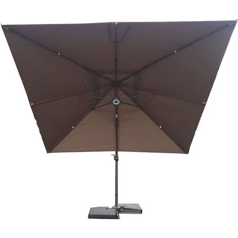 Signature Weave 3 x 3m Square Cantilever Parasol Sun Shade Umbrella Brown Canopy (1/2)