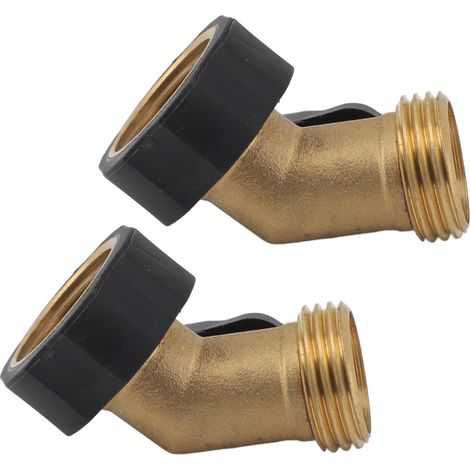 Lot de 2 robinets d'arrêt laiton coudé 45° raccord col de cygne débit réglable 3/4 pouce pour arrosage et lavage voiture (1/5)