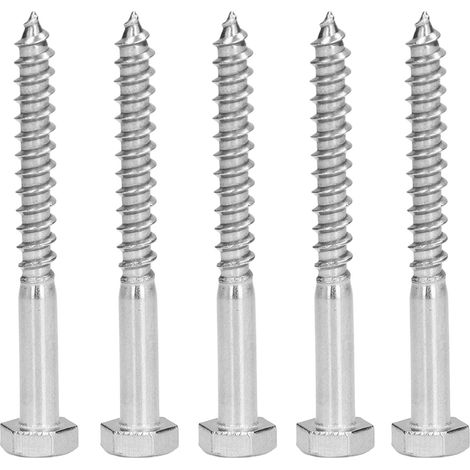 Vis à bois à six pans creux en acier inoxydable 304, filetage à mi-hauteur, M6 x 60 mm