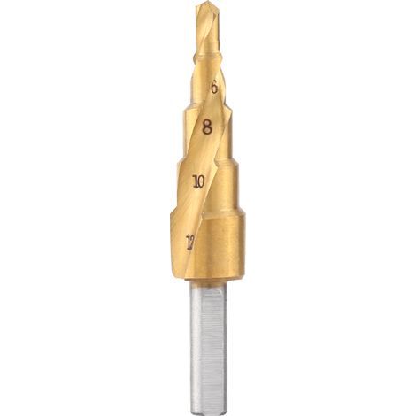 HSS-Stufenbohrer 4 mm–12 mm, spiralförmig, T-förmig, abgewinkelt, Lochbohrer für Metall, Holz, PVC, Stufenbohrer, konischer Bohrer, HSS-Stufenbohrer, Lochbohrer, Hochgeschwindigkeitsstahl-Stufenbohrer (1/5)
