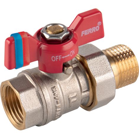 VALVOLA A SFERA GW-GZ CON FARFALLA, CON CONNETTORE A VITE, 1-2", F-COMFORT