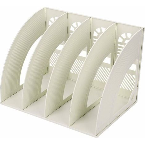 Organisateur de bureau en plastique 4 compartiments – Support pour papier A4, magazines et documents – Dimensions 23.5x23.5x33cm (1/5)