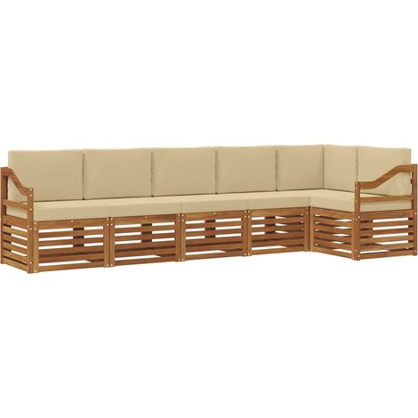 Ensemble de canapés d'extérieur 6 pc Naturel et Beige Polyester vidaXL (1/5)