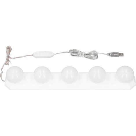 Lampes LED pour miroir de maquillage, 5 ampoules, 3 températures de couleur, 10 niveaux de luminosité, câble USB, à coller sur la coiffeuse ou dans la salle de bain. (1/5)