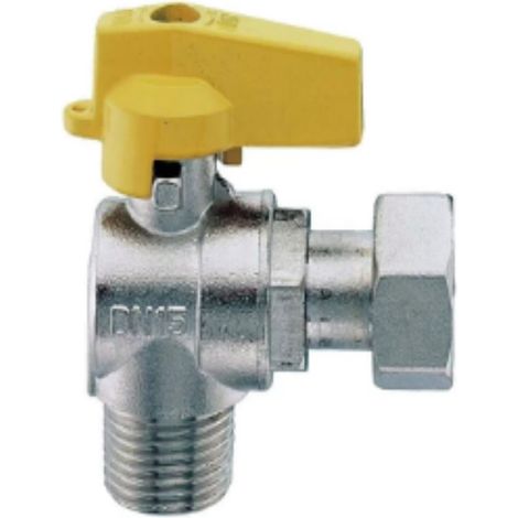 RUBINETTO PER GAS A SQUADRA CON DADO GIREVOLE - RACCORDO M1/2xF3/4