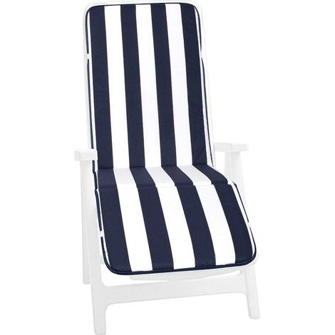 Cuscino Sdraio Poltrona Morbido A Righe Copri Lettino Prendisole Pieghevole 100% Made In Italy - Blu