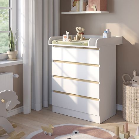 Fasciatoio da mobile Emmi, Bianco/Rovere dorato, 80 x 111.7 cm con 4 cassetti, Vitalispa (1/5)