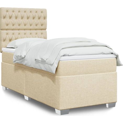 Boxspringbett mit Matratze Creme 90x200 cm Stoff (1/5)