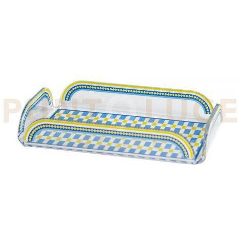 HAPPY TRAY VASSOIETTO IN CRISTALLO ACRILICO DECORATO CELESTE