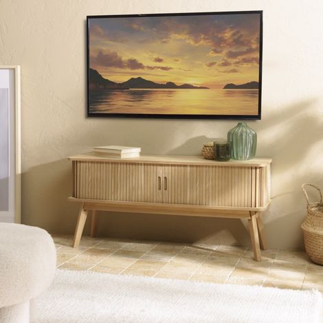 AGATHE - Meuble TV 100x30cm en bois couleur naturelle (1/5)