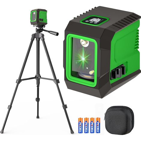 Niveau Laser 360° avec Trépied de 127 cm, Lignes Croisées Auto-nivelantes Vertes, Outil Laser Horizontal et Vertical pour Accrocher des Tableaux, Rénovation Domicile – Piles AA et Pochette incluses (1/5)
