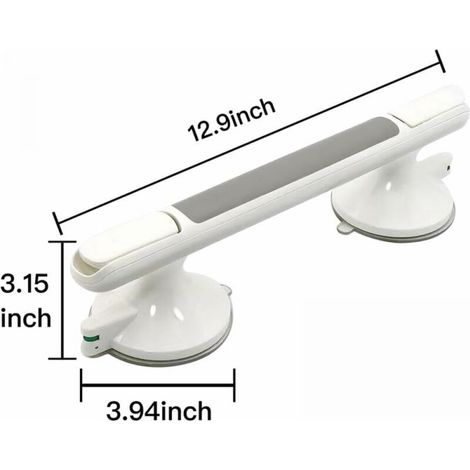 30 cm langer Duschhaltegriff mit starken Saugnäpfen, bohrfreie Montage für Badewanne und WC