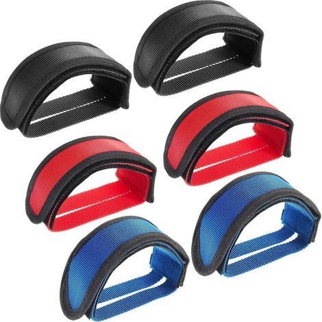 Lot de 3 paires de sangles de pédales auto-adhésives pour vélo à pignon fixe (noir, rouge et bleu). (1/5)