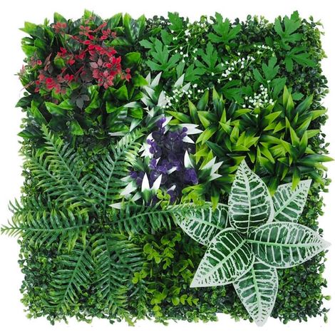 Pannelli da parete con siepe artificiale, confezione da 4, schermi protettivi e per la privacy del giardino, fondale in erba sintetica, 50 cm x 50 cm (1/5)