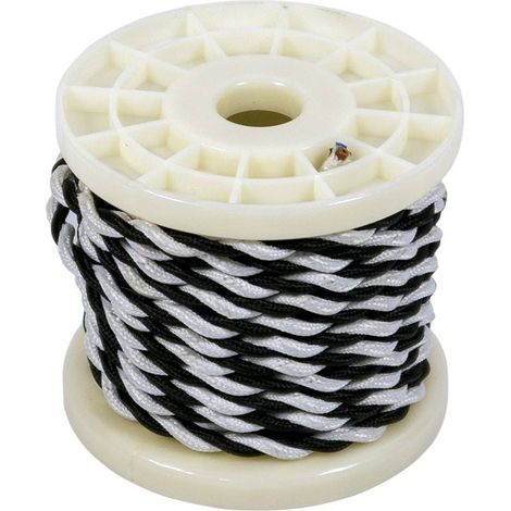 Cable Trenzado Recubierto En Tejido Efecto Seda - Blanco Y