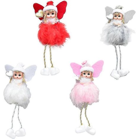 Colgante de decoración para árbol de Navidad, lindo ángel de plumas, decoración creativa para escritorio o ventana, decoración navideña (1/5)