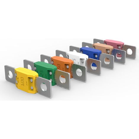 Oc-Pro – Assortiment de 7 fusibles type MEGA 100A-250A – Tension 32V – Pour circuits électriques – Haute performance