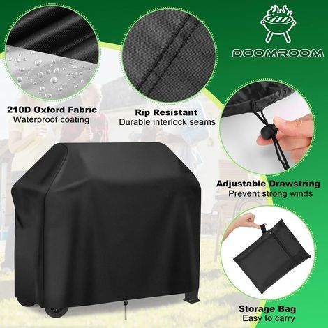 Grillabdeckung, Outdoor-Grillabdeckung, 210D Oxford Gasgrill-Schutz, Grillabdeckung winddicht/UV-beständig/wasserdicht/feuchtigkeitsbeständig/staubdicht (145x61x117cm) (1/4)