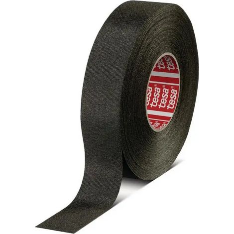 Cinta autoadhesiva de PET para protección de cables textiles Tesa, color negro, 19 mm x 25 m.