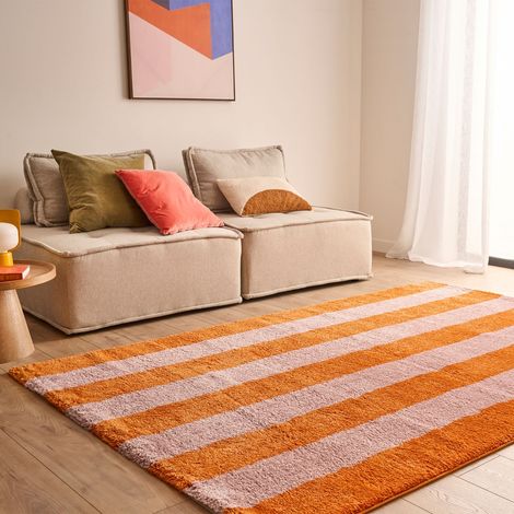 Tapis intérieur rayures orange et rose - Pablo 120 x 160 cm (1/5)
