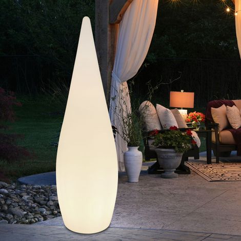LED Stehleuchte Außen Gartenlampe Standleuchte Terrassenlampe mit Erdspitz zur Befestigung, Kunststoff weiß opal, 1x E27 LED warmweiß, DxH 24x80 cm
