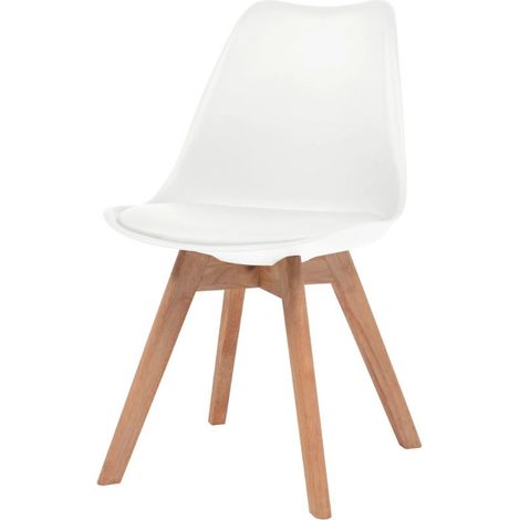 Chaise de salle à manger polypropylène et coussin simili cuir blanc Kitoa - Lot de 2 (1/5)