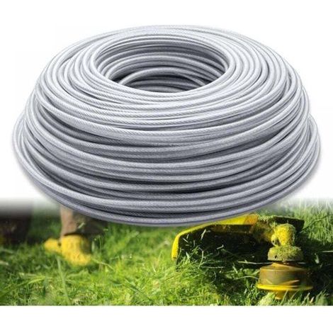 Fil Debroussailleuse 3mm Renforce, Fil Débroussailleuse Incassable en Acier, 45M Fil pour Debroussailleuse pour Jardin de Mauvaises Herbes (1/4)