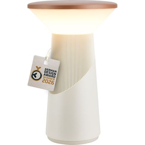 Briloner LED Tischlampe Kabellos 15x24cm 2,6W 200lm 2700K Warmweiß Dimmbar Design Award Coffee - Tischleuchte Wohnzimmer Schlafzimmer Balkon