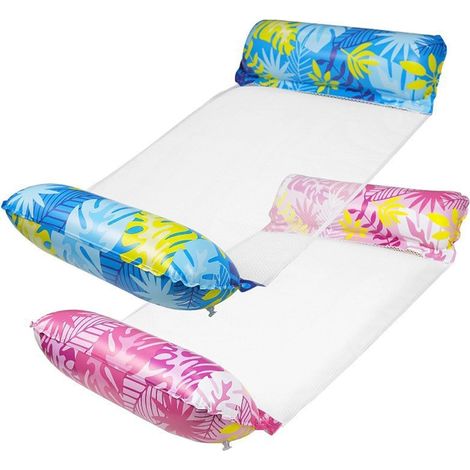 2 hamacas flotantes inflables para piscina, colchón flotante de malla  Hamaca flotante inflable de malla transpirable, ligera y plegable, ideal para relajarse en la piscina, el lago y el mar durante e (1/5)
