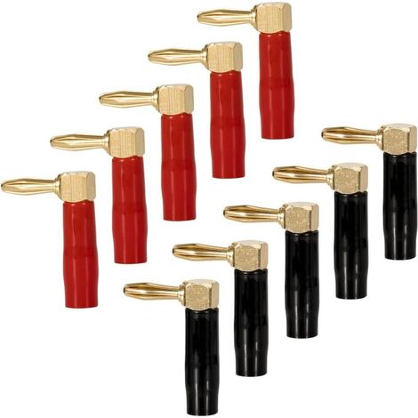 Fiches Bananes 4mm Angle Droit 90° Cuivre Plaqué Or Pour Câbles 0,5-6mm² Lot de 10 Pièces -ULISEM (1/5)