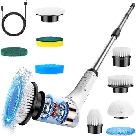 Brosse De Nettoyage Électrique sans Fil, étanche, Rotatif, récurage pour Brosse Électrique À Affichage LED Pour Nettoyage De Pour Voiture Toilettes Cuisine Sol Maison Céramique Verre (1/5)