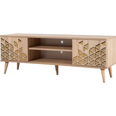 Meuble TV en bois clair avec niche Kiza 120 (1/5)