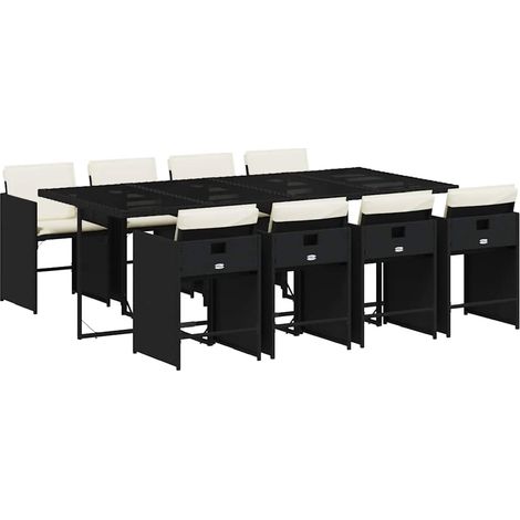 Maison Exclusive - Set de comedor de jardín 9 pzas y cojines ratá (1/5)