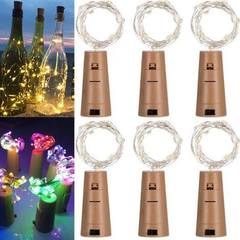 LED Light-Up Bottle Stoppers – 6 pieces, 2m, 20 LEDs, IP67 Waterproof, Ideal for Wedding, Christmas and Garden Decorations (1/5)