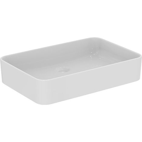 Lavabo CONCA 600x400x110mm blanco con IdealPlus, sin orificio para grifería, sin rebosadero IDEAL STANDARD