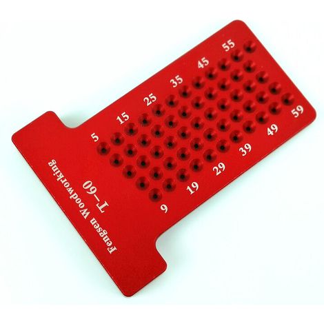 T60 Type Aluminum Alloy Scriber, Precision Marking Ruler T-Measuring Ruler, T-Ruler Measuring Tool, Woodworking Ruler (Red) (1/5)