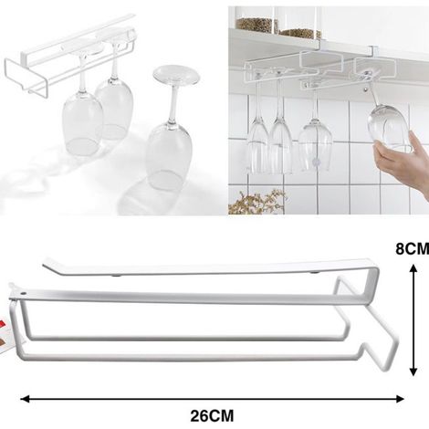 TrAdE Shop Traesio - Sottoripiano Sotto Ripiano Con Gancio Appendi Bicchieri Attrezzi Per Cucina 26x8 -