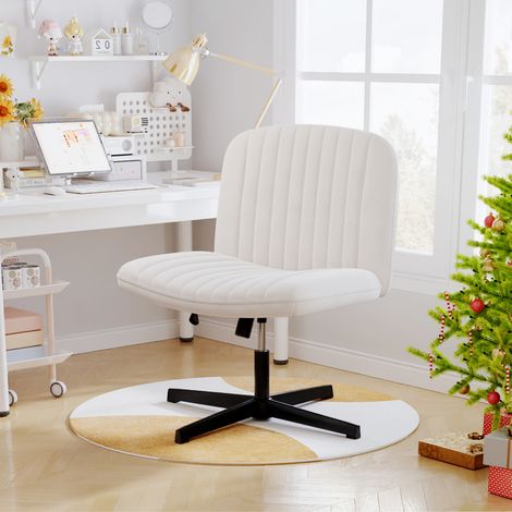 Rattantree - Sedia da ufficio robusta senza braccioli - Seduta girevole - Regolabile in altezza 10 cm - Girevole a 360° - Robusta base in metallo - Portata 120 kg - Per uso in ufficio e a casa - Beige (1/5)