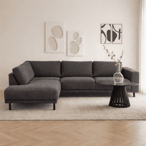 Modernes 3-Sitzer-Ecksofa mit Liege Anthrazit Stoff Aniko links (1/5)
