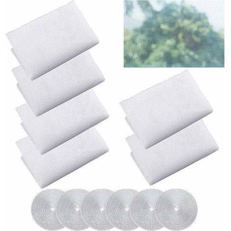 6 Pièces Moustiquaire Fenêtre, Blanc Moustiquaire Moustiquaire avec 6 Rouleaux Crochet Ruban Adhésif Moustiquaire Maille Abeille Bug Protecteur Moustiquaire pour Windows (150x130cm)