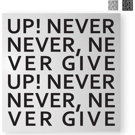 Lavagna magnetica quadrata 80x80cm design moderno ufficio Never Give Up Big - Grigio