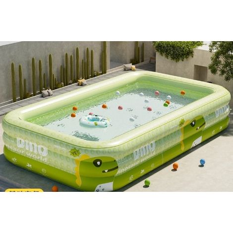 Piscine gonflable grande 2,6 m – Parc aquatique gonflable pour enfants – Piscine extérieure et intérieure, idéale pour jardin ou terrasse, dragon vert (pompe non incluse)-lsw