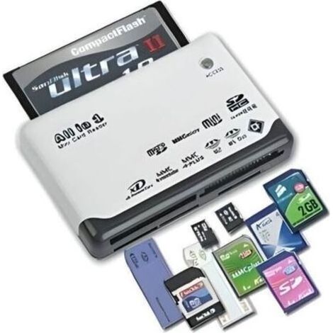 Lecteur de cartes mémoires tout en un : USB 2.0 Mini SD, MMC Mobile, SDHC, M2, TF, XD, CF Di49500 (1/4)