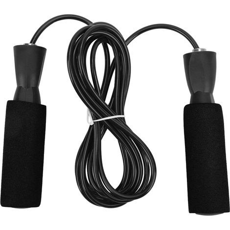 Adjustable steel wire jump rope with double bearings for men, women and children, black (1/5)