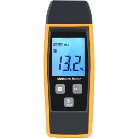 Testeur Humidité,Testeur Humidité Mur & Bois, Compteur de fuites, Humidité, Mortier de Ciment, Détecteur de Teneur en eau avec Rétroéclairage LCD (Jaune)-- (1/4)