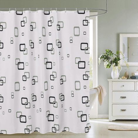 Rideau de Douche 180 x 180 cm Polyester Rideaux de Douche Anti Moisissure Tissu Impermable Doublure de Douche Longue Baignoire Salle de Bain Rideau avec (1/5)