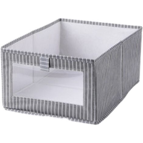 Grande boîte de rangement ouverte, rayures verticales blanches, pliable, boîte de rangement style dessin animé, grande capacité, gris uni, grande taille. (1/4)